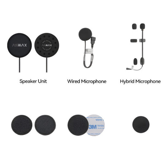 ASMAX F1 PRO-B audio kit with 40mm speakers and wired microphones for motorcycle intercom