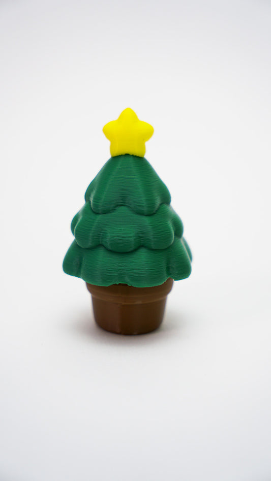 3D printed Christmas tree fidget clicker toy with tactile click button