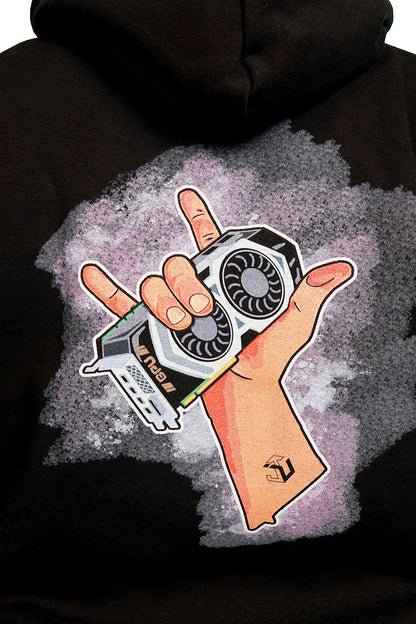 Πλήρης πίσω όψη του μαύρου GPU Hoodie