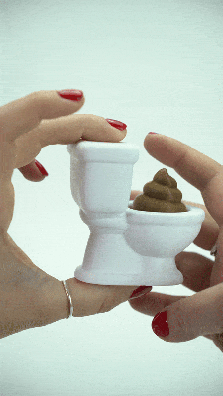 Animated view of the 3D printed toilet fidget clicker showing the click action