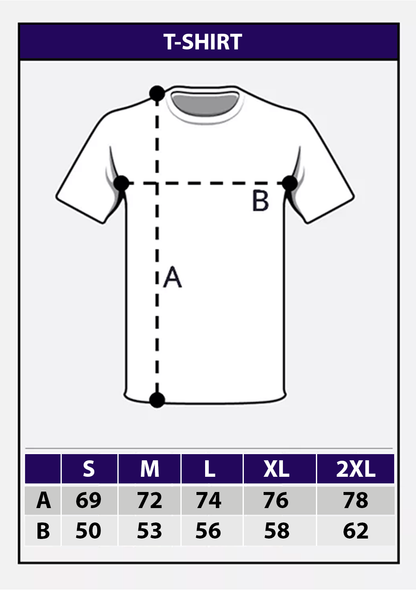 Μεγεθολόγιο για T-Shirt με αναλυτικά μεγέθη και διαστάσεις σε εκατοστά